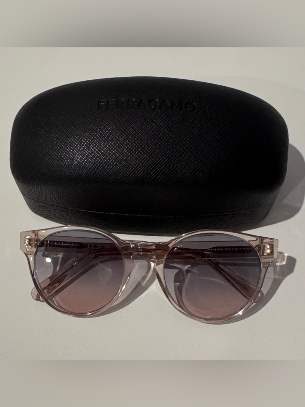 Salvatore Ferragamo Crystal Nude Round Sunglasses